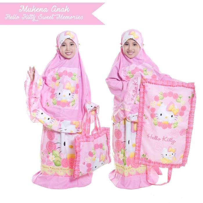 TERLARIS !!! Mukena anak size XS (2-3thn) karakter, Motif HELLO KITTY, PRINCESS, ANGRY BIRD, SOFIA, bahan katun, tas sajadah