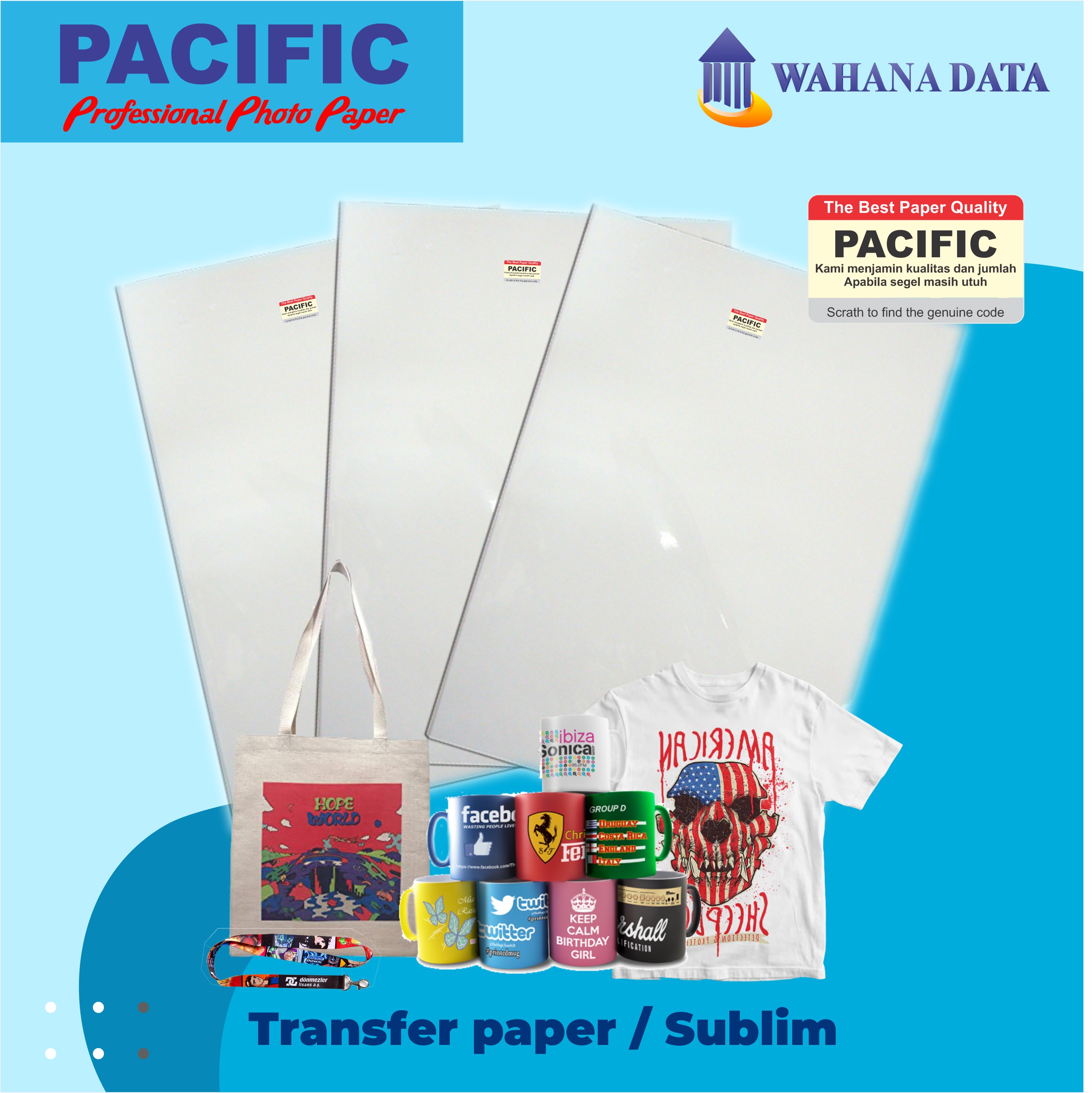 Kertas Transfer Sublim Sublime Transfer Paper A4 Isi 100 Untuk