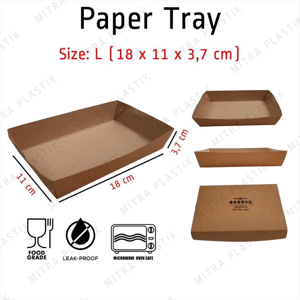 Food Paper Tray L 18x11x4 cm Kertas Makanan Kraft Laminasi Food Grade