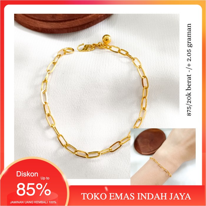 Emas Asli Limited stok gelang wanita model paperclip simpel dan
