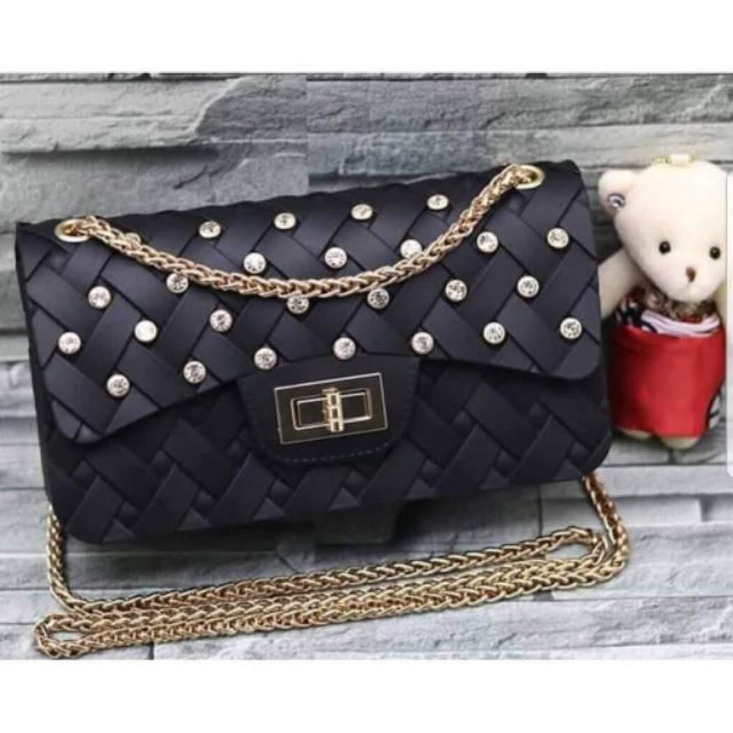 Tas Jelly Impor Matte Anyam Diamond 18 cm Original Premium