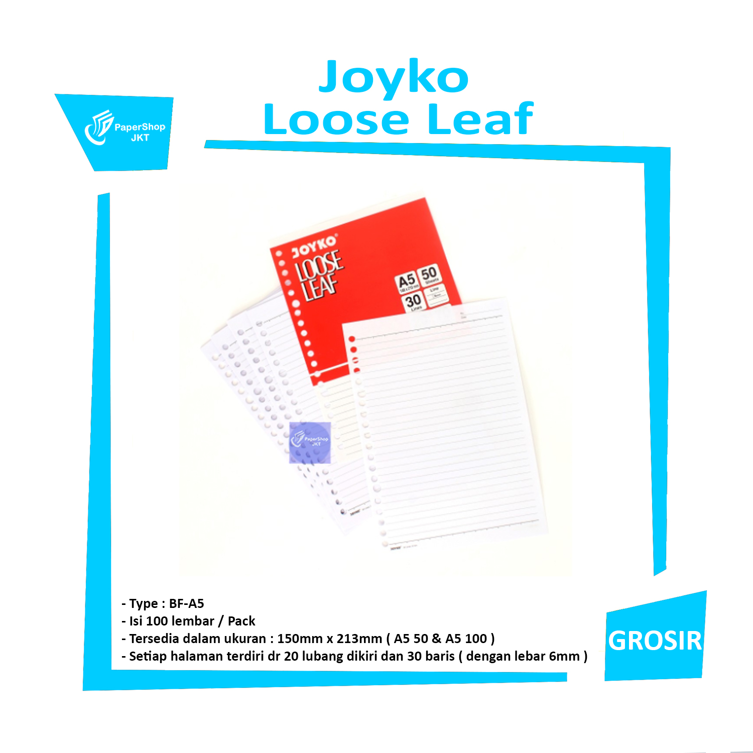 Loose Leaf / Isi Kertas File / Binder Joyko A5-7020 / 100 Lembar ...