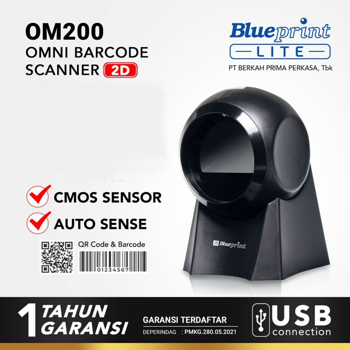 Blueprint BPOM200 Omni Barcode Scanner 2D USB CMOS Auto Scan Lazada