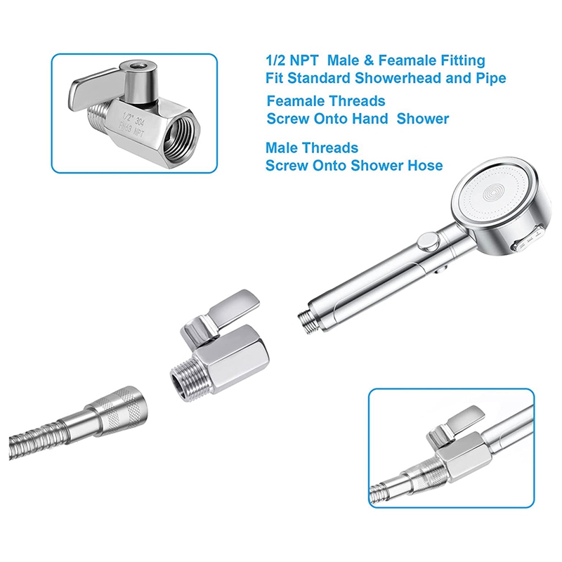 Shower Head Shut Off Valve, 304 Stainless Steel Mini Ball Valve NPT