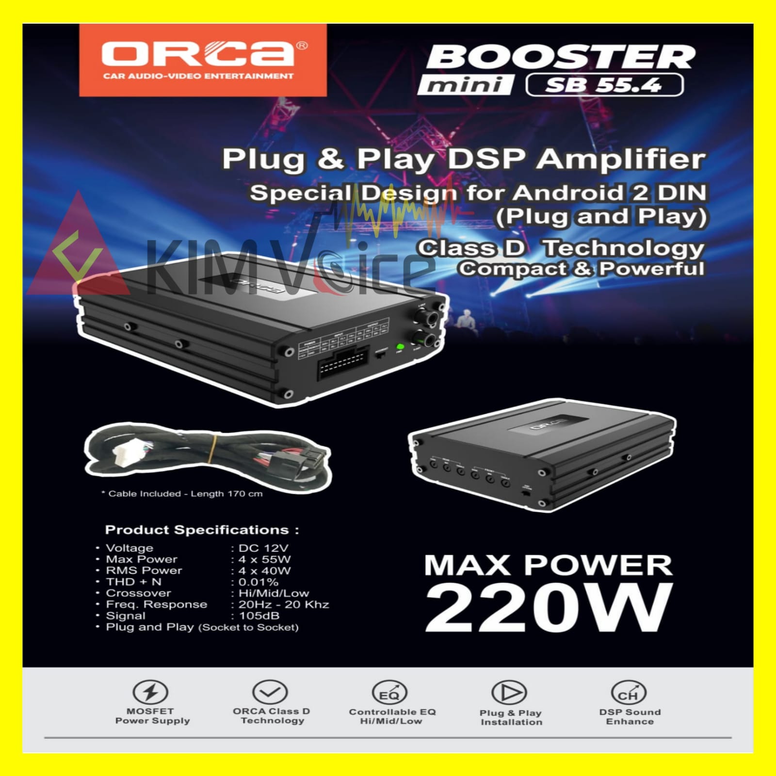Prosesor DSP Orca Booster mini SB 55.4 DSP Amplifier Plug n play