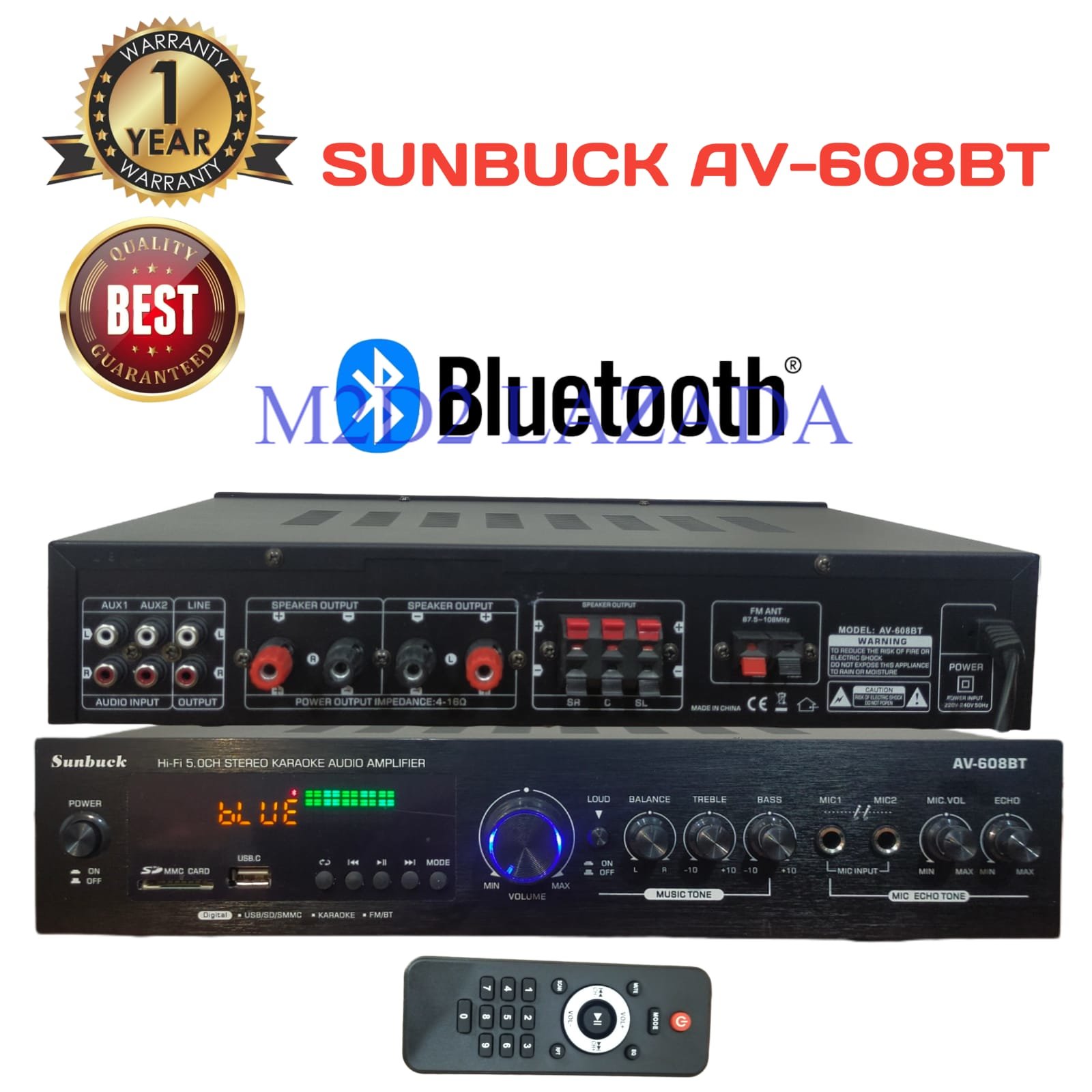 Amplifier Audio Bluetooth Karaoke 5CH 600W Sunbuck - AV-608BT | Lazada ...