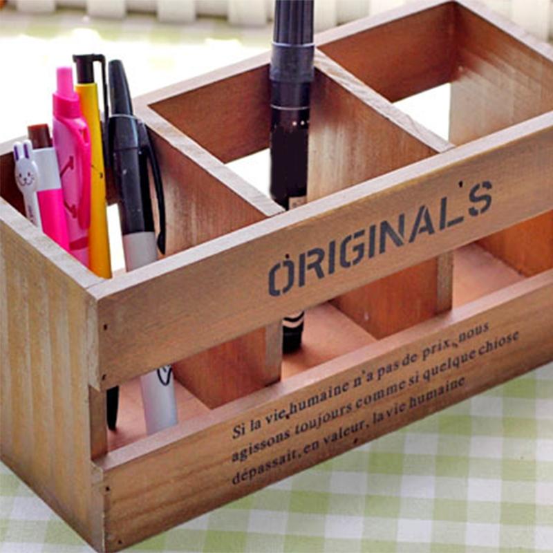 Creative Home Solid Wood Box Remote Controller Box/Pen Holders Holder 3 Layer Pen Container Gift