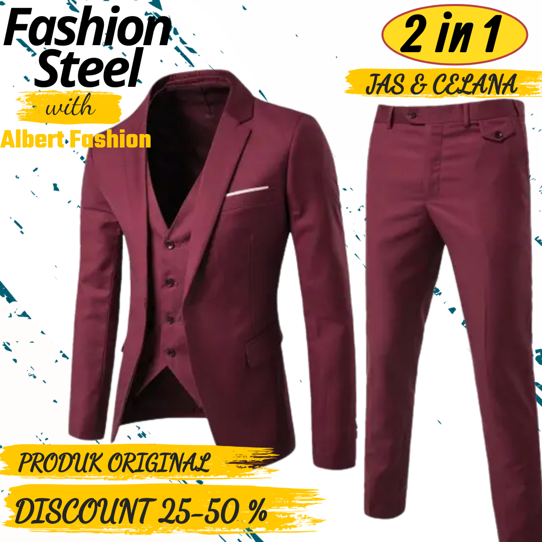 SETELAN JAS MERAH MAROON | SETELAN JAS KANTOR MERAH MAROON | SETELAN ...