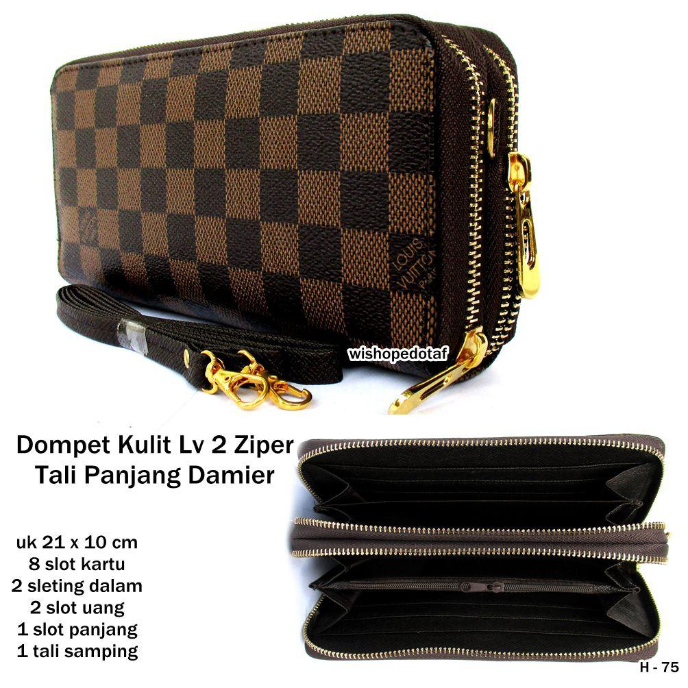 (Bisa COD) DOMPET KULIT LV 2 ZIPER TALI PANJANG / Dompet Wanita / Dompet Murah