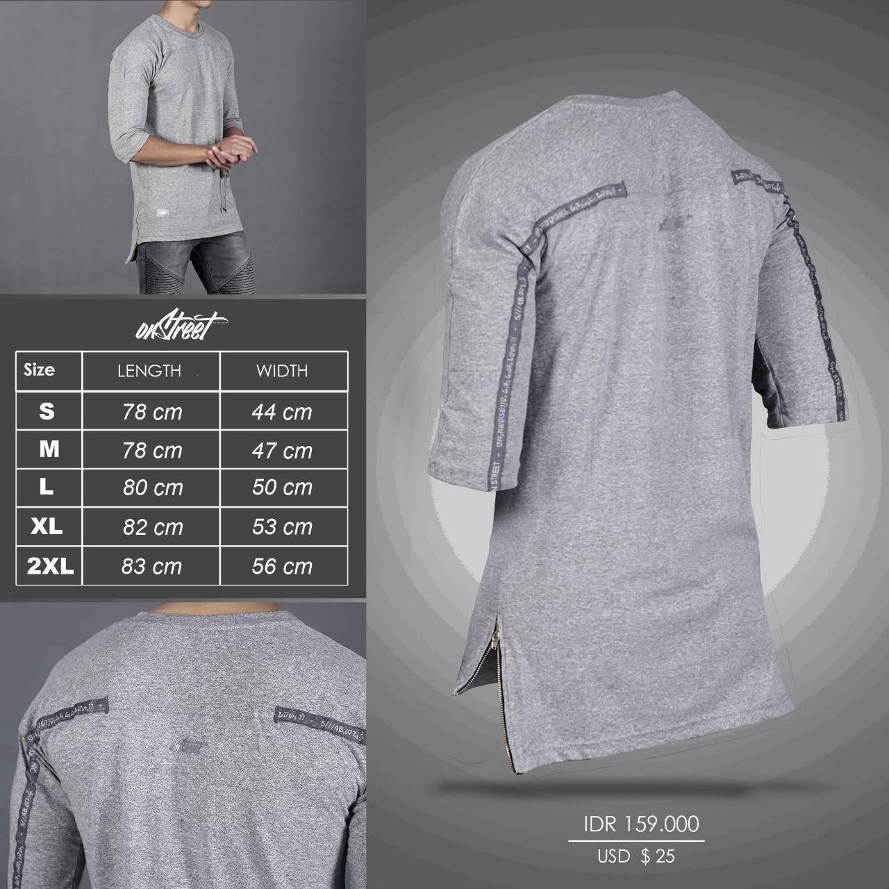 kaos / t-shirt raglan longline backstrip onstreet original