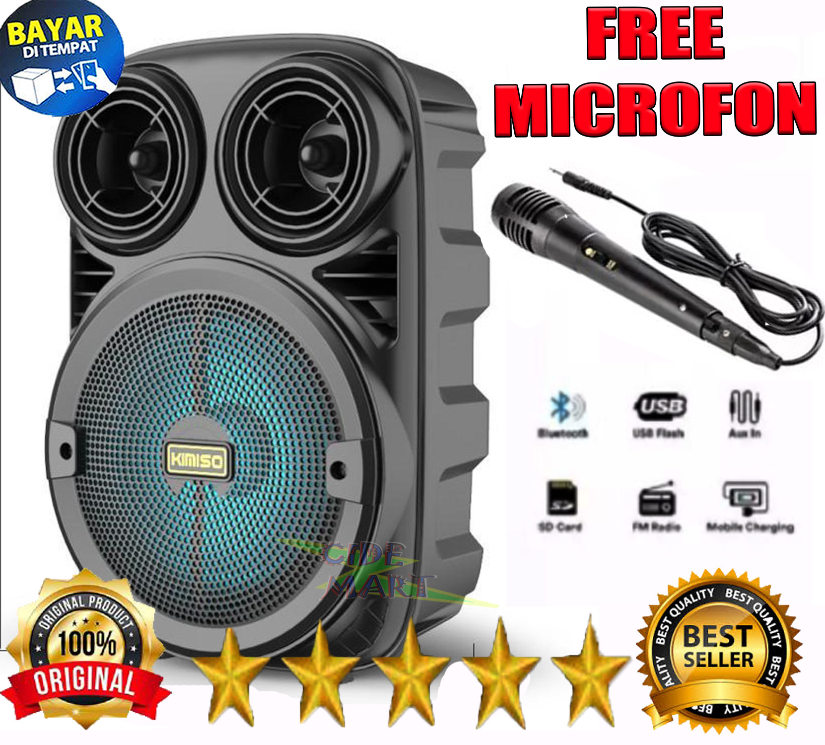 Free Microfon Speaker Bluetooth Ukuran Besar 65 Inch Super Bass Speaker Bluetooth Kimiso 6 9200