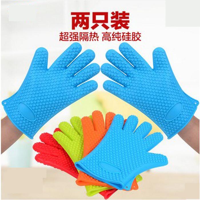 Nhà Bếp Chống Nóng Chống Trượt Silicone Găng Tay Lò Vi Sóng Lò Nướng Nhiệt 5 Ngón Găng Tay Chịu Nhiệt Cao Lấy Tấm Kẹp Nướng