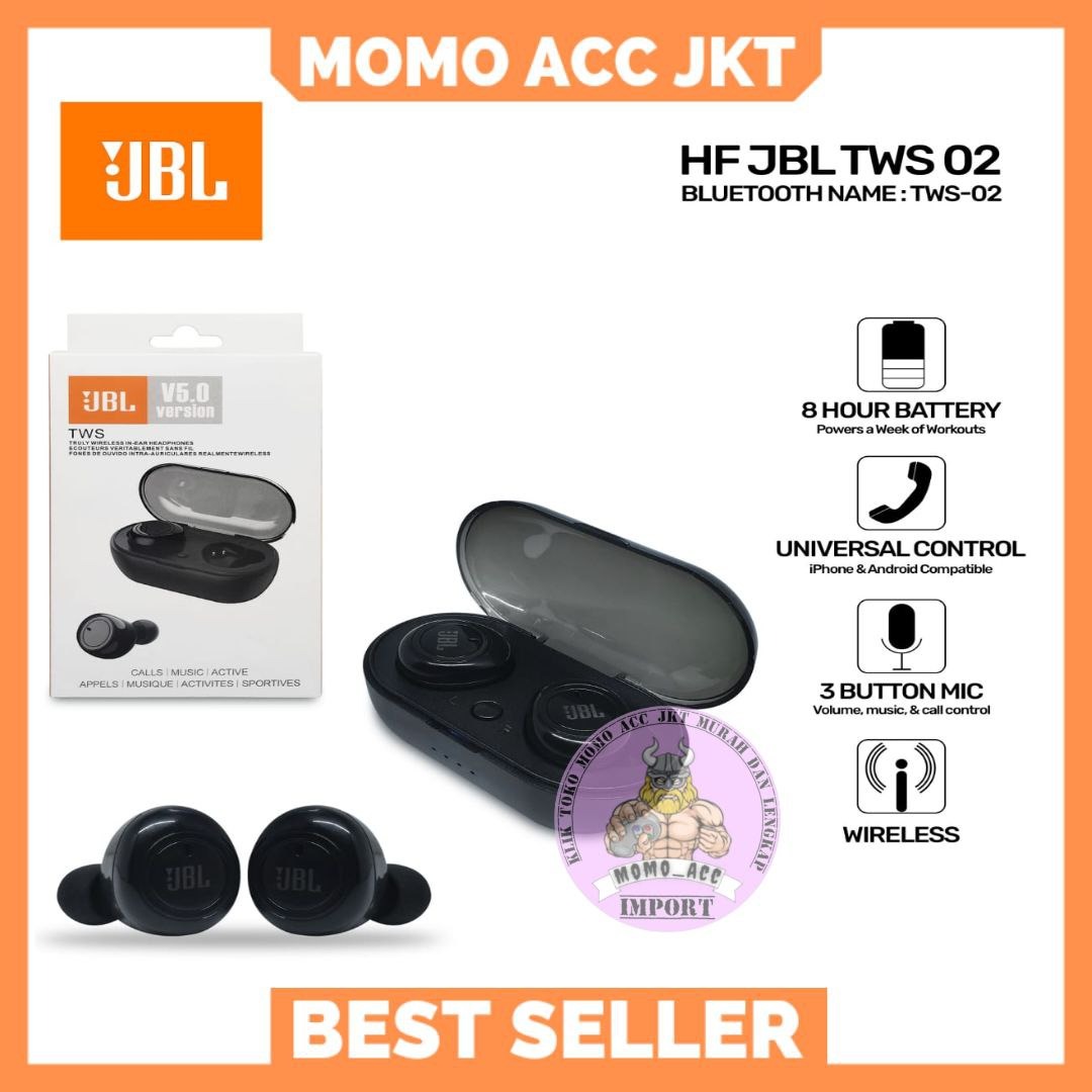 Headset Bluetooth JBL TWS 02 Handsfree Bluetooth TWS 02 JBL