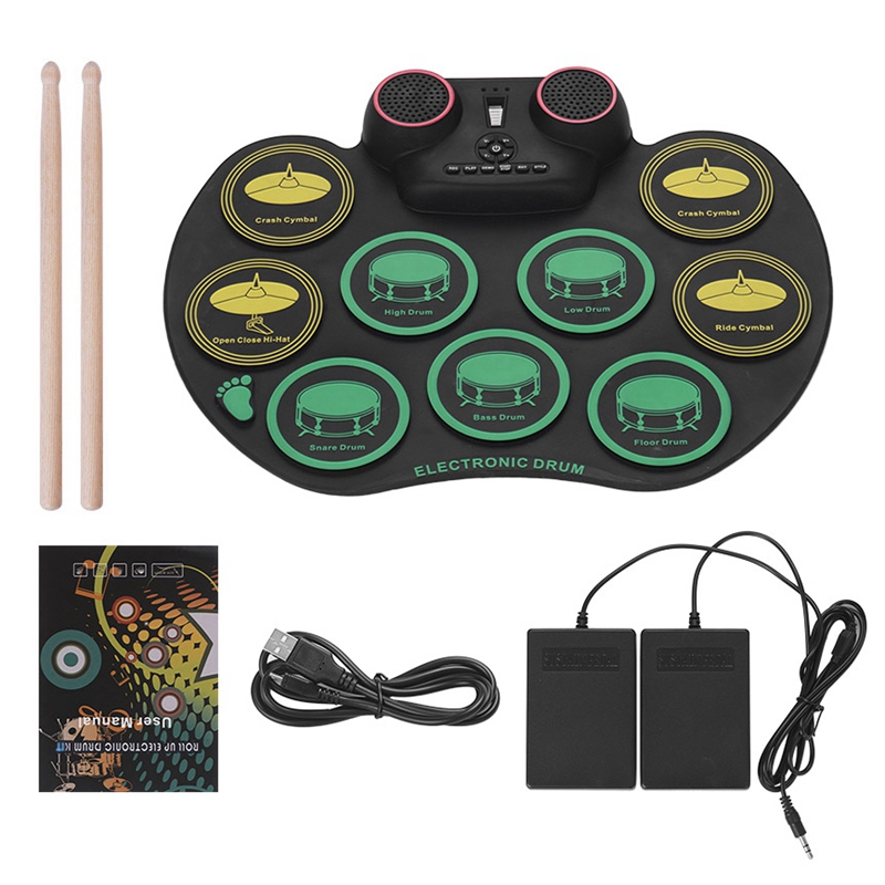 Digital Roll Up Drum Pad Silicone Electronic Drum Set Practice 10