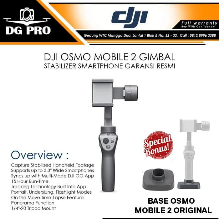 Dji Osmo Mobile 2 Gimbal Stabilizer Smartphone Garansi Resmi | Lazada  Indonesia