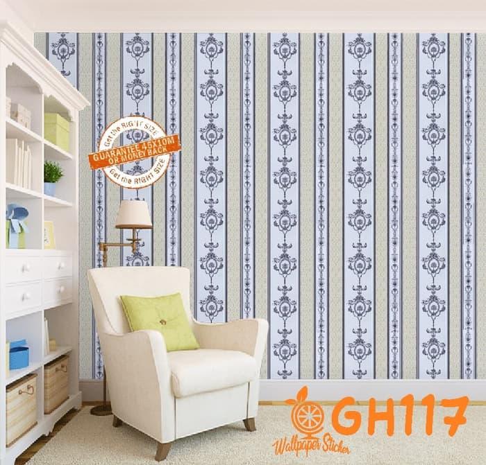 Wallpaper dinding 3d Murah Wallpaper tembok Salur Batik Bunga Ketupat ...