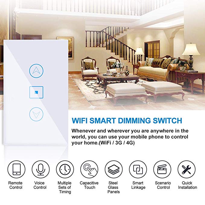 Saosis Thông Minh Công Tắc Đèn Mờ Wifi Treo Tường Công Tắc Cảm Ứng Kính Cường Lực EweLink Ứng Dụng Điều Khiển Từ Xa Không Dây Điều Khiển Giọng Nói Làm Việc Với Alexa google Home