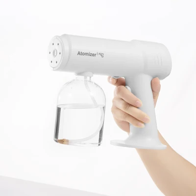 500ML disinfection fog g-un, handheld rechargeable nano atomizer electric sprayer nozzle adjustable fogger, suitable for home, office, school or garden Equipped with 6 strong light particles, effective auxiliary sterilization function