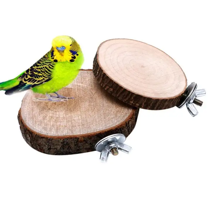 Hewan Peliharaan Burung Mainan Kunyah Beo Ayunan Kayu Kandang
