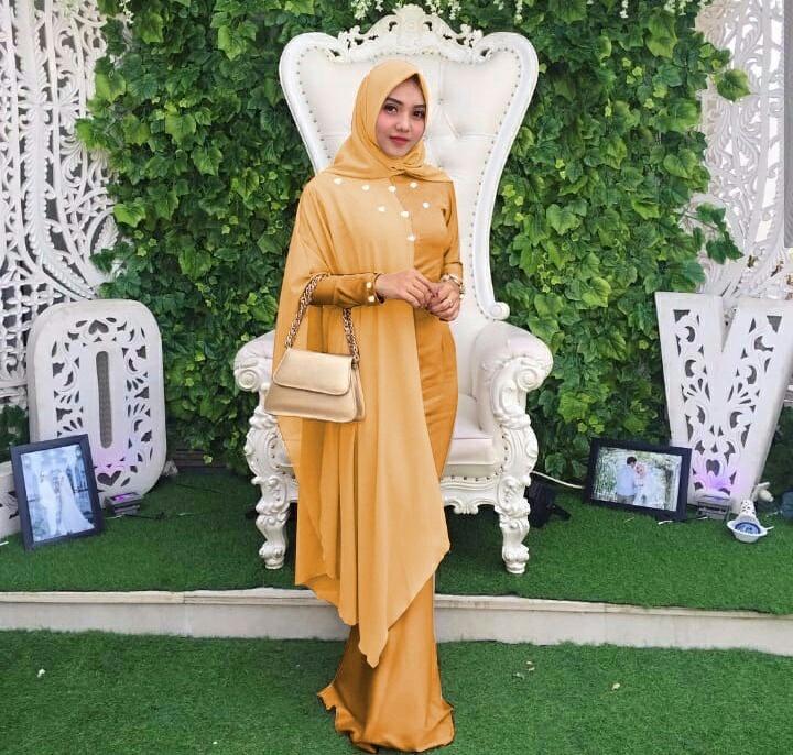 trendshopee Pakaian Muslim Wanita Gamis Maxy Princess Aplikasi Slendang Ceruti