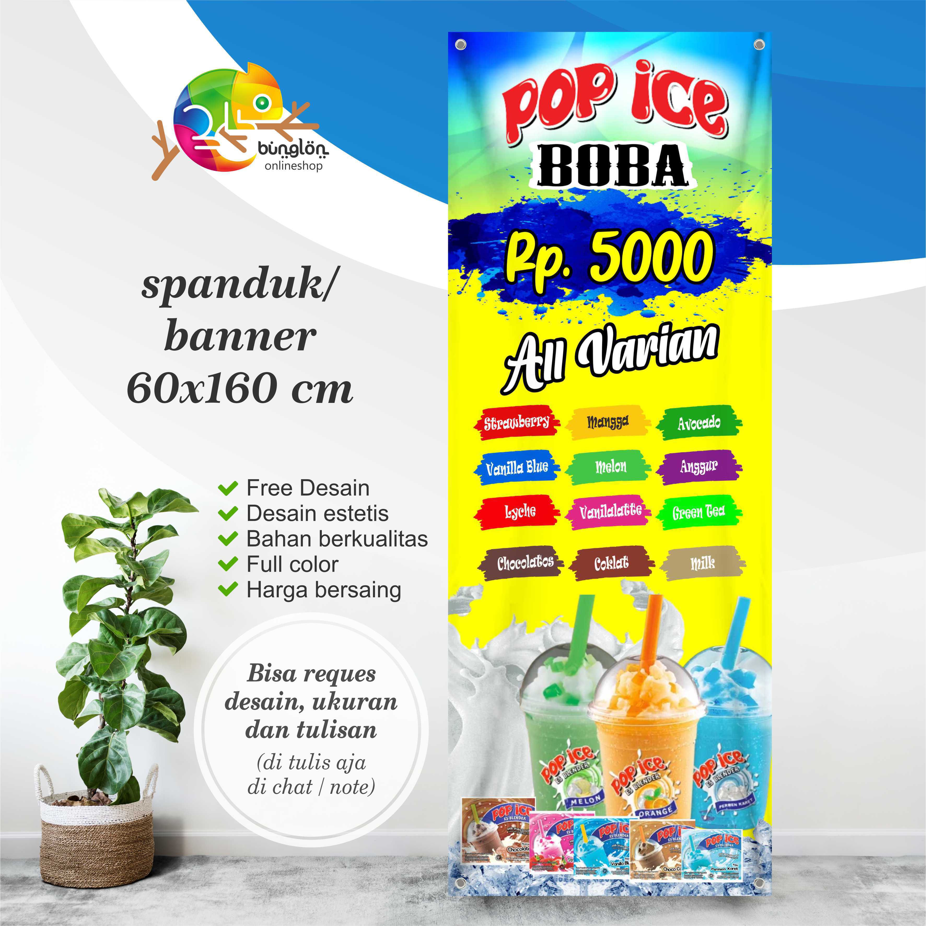 Size 60x160 Cm Spanduk, Banner Minuman Pop Ice Boba | Lazada Indonesia