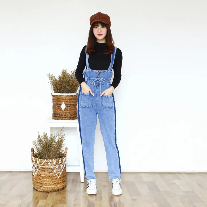 overall jeans pria