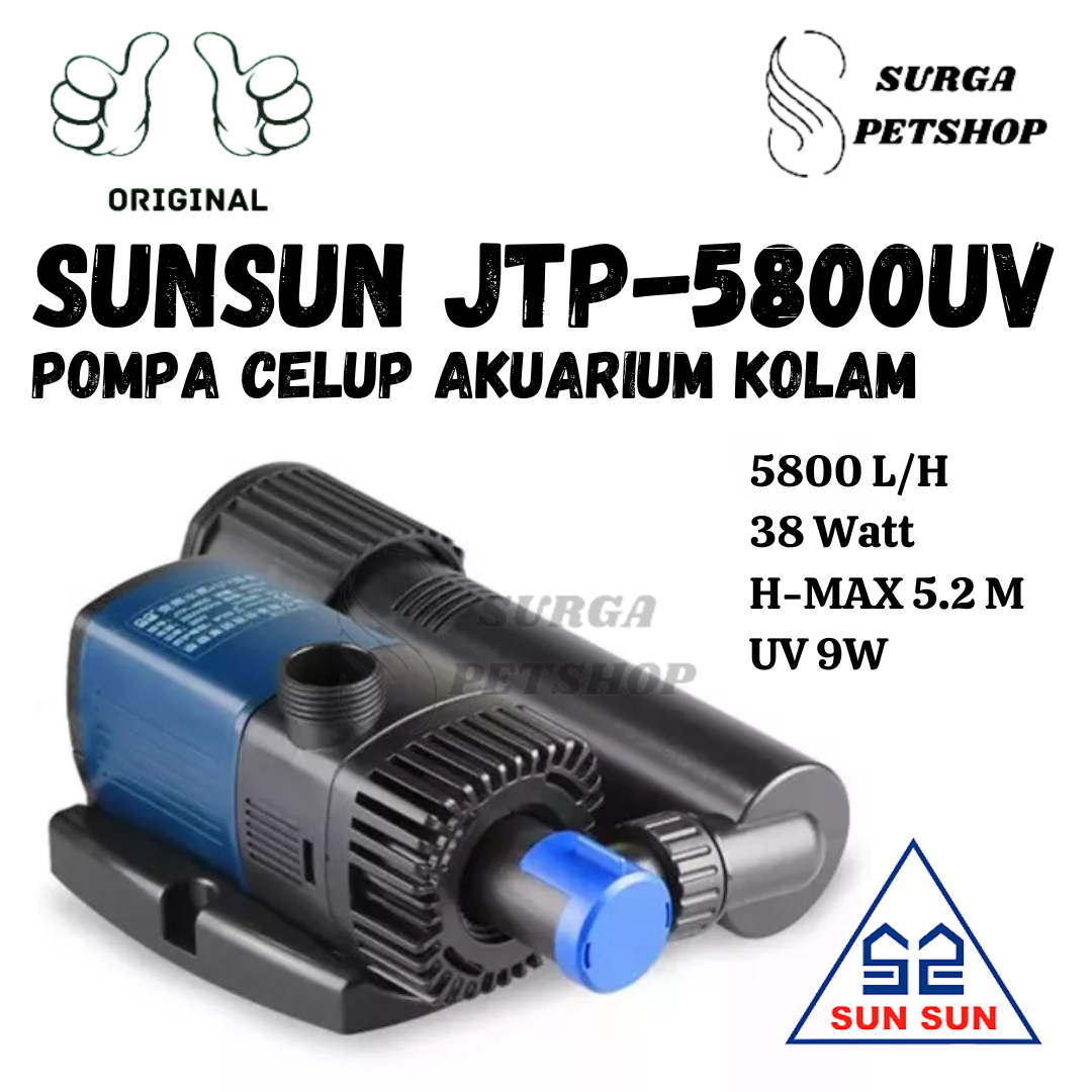 SUNSUN JTP 5800 UV Pompa Air Celup Plus Lampu UV Akuarium Kolam Ikan
