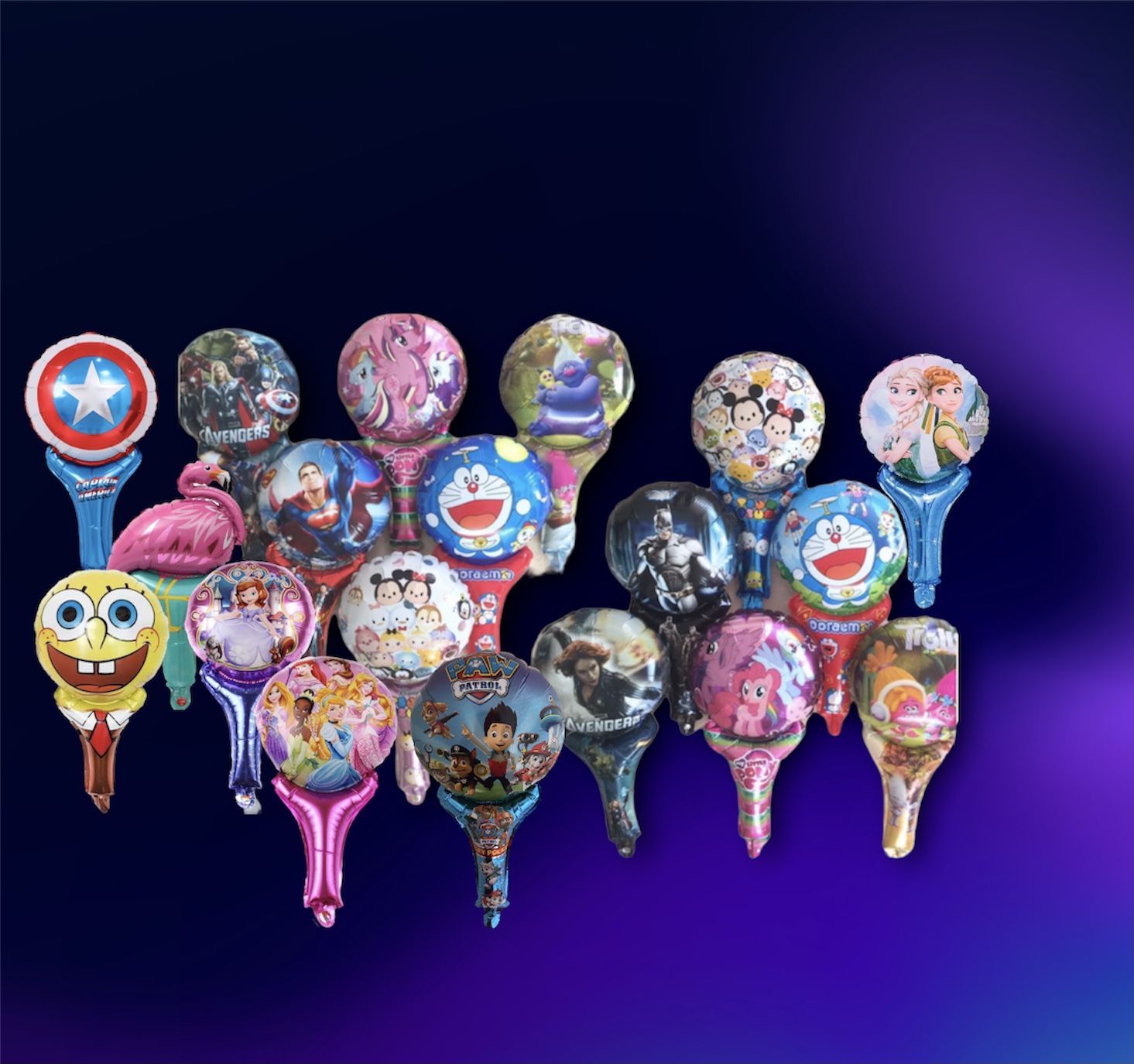 balon foil pentung bulat karakter / balon pentung / foil pentung