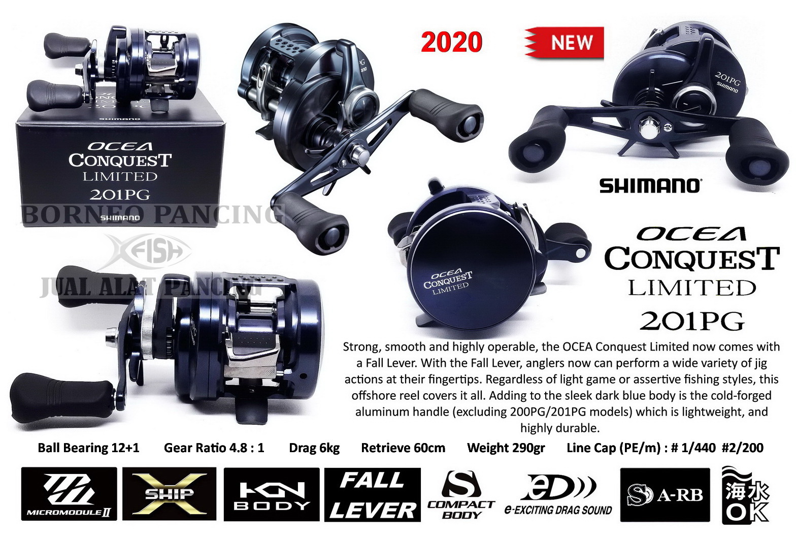 Reel BC Shimano OCEA CONQUEST Limited 201PG (handle kiri) 2020