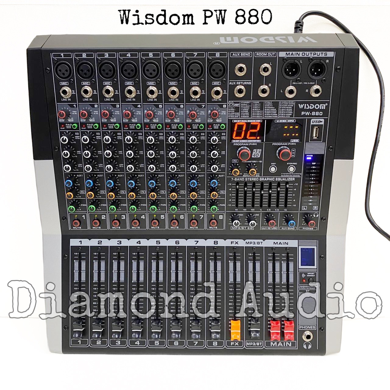Power Mixer WISDOM PW 880 99 Dsp 350 Watt x 2 Bluetooth Powered Mixing