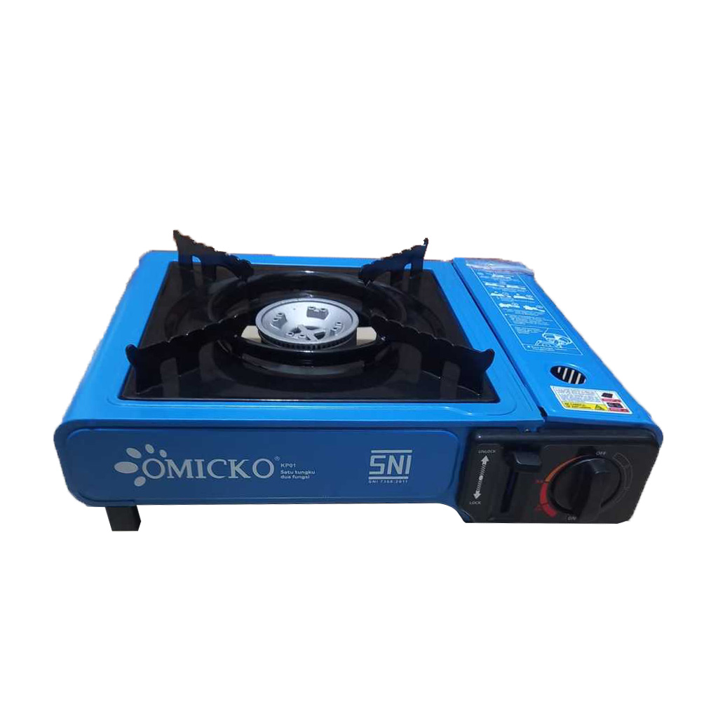 Kompor Gas Portable Omicko 2 In 1 Warna Biru   Kompor Bbq 