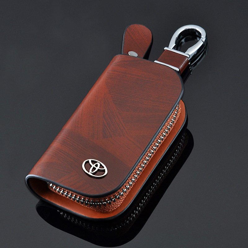 kulit mobil sarung kunci case pria tas wanita gantungan kunci untuk toyota corolla yaris auris rav4 camry fortuner warna hitam warna coklat aksesori otomatis