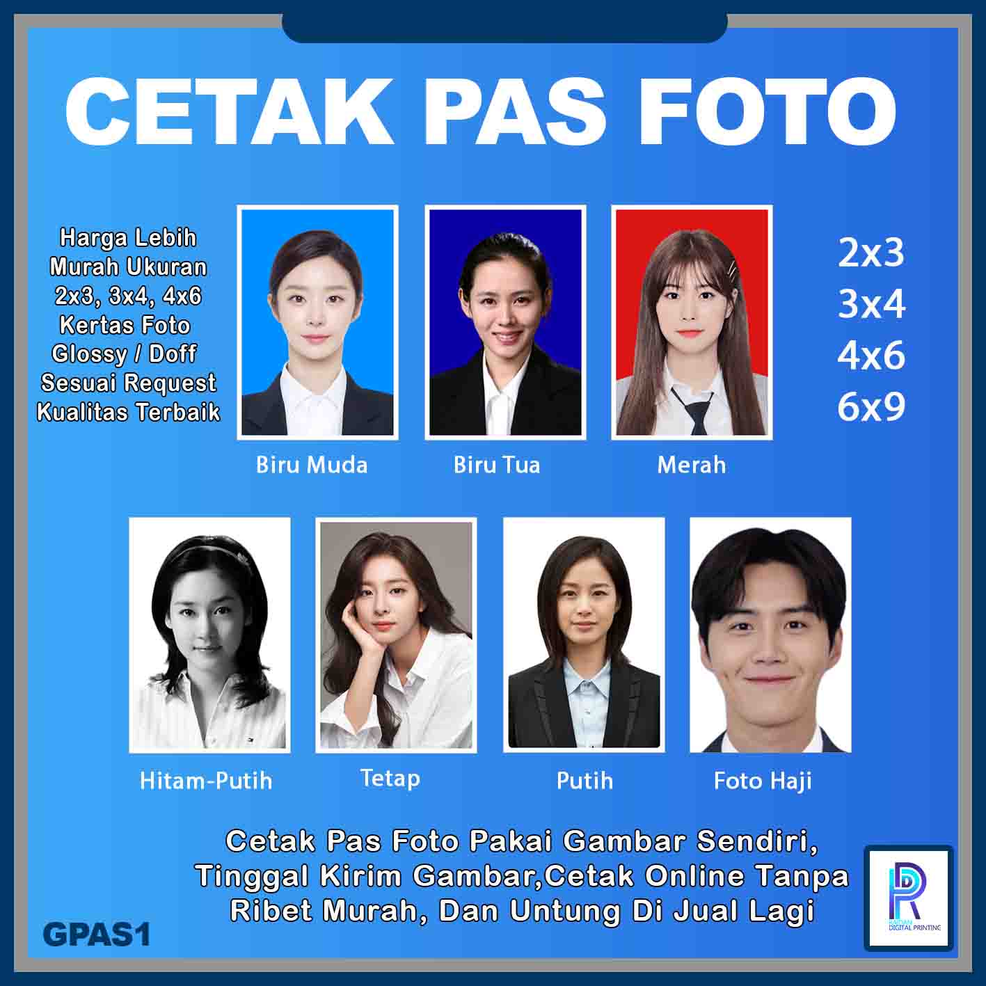 Cetak Pas Foto Photo Rapot / Passport / Lamaran Kerja / Foto Nikah