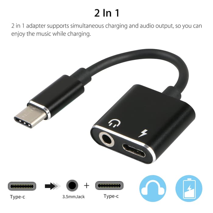 3.5mm Audio Adapter Earphone Jack 2in1 