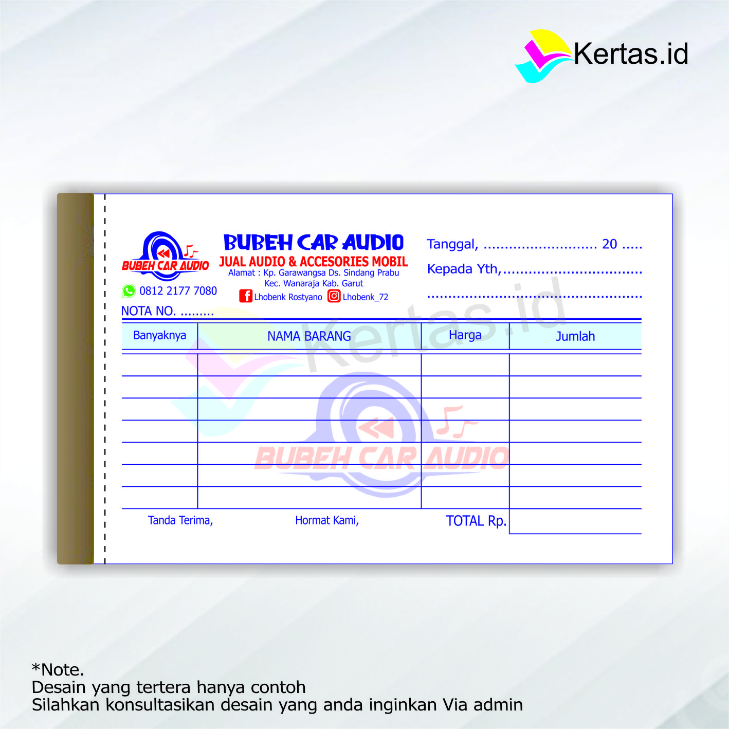 Nota Custom Nota Olshop Nama Sendiri 2 Ply Min 4 Buku Nota Laundry Nota Bon Kontan 6273