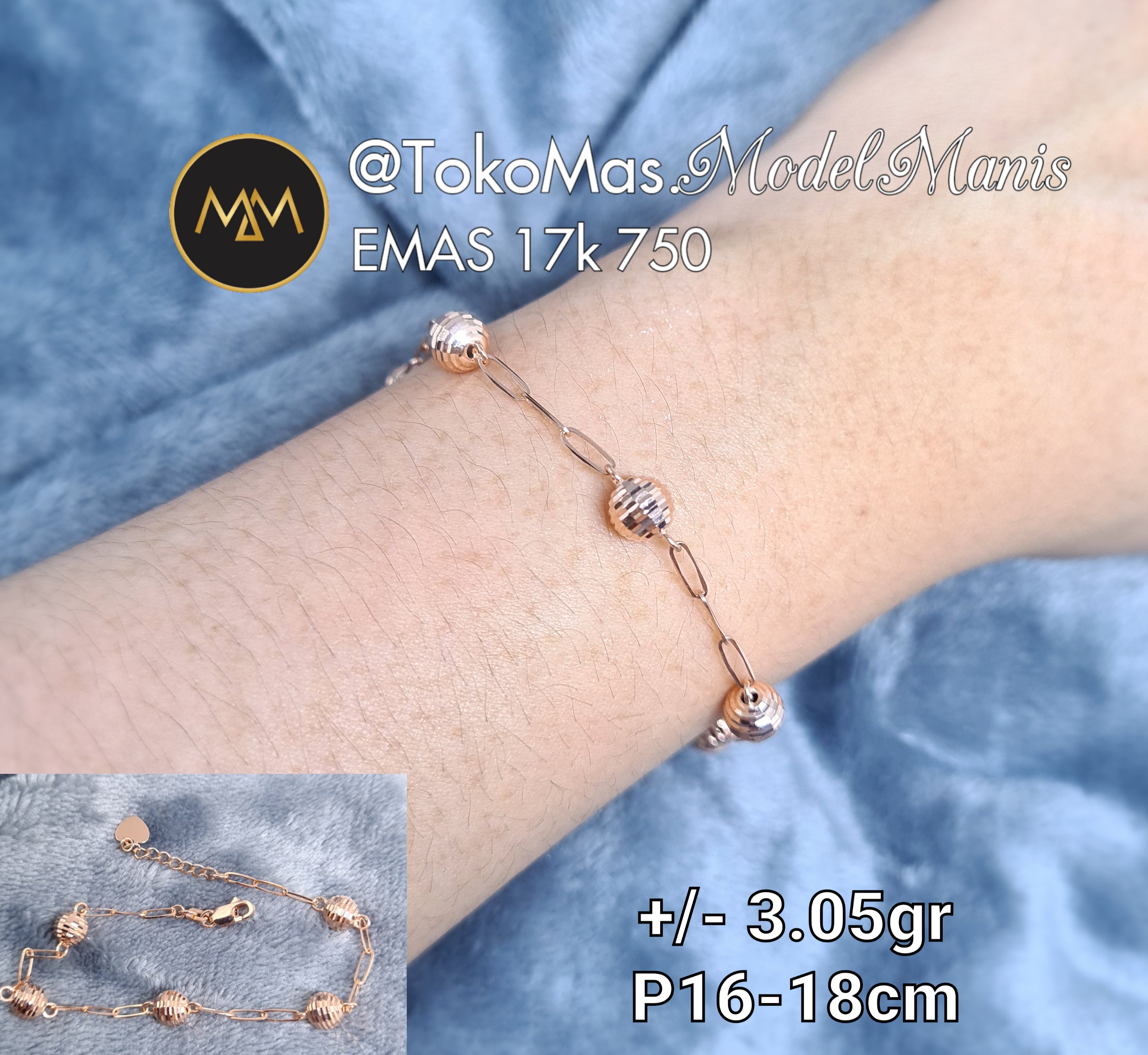 Gelang Candy paperclip emas rosegold 750 kadar 17k Lazada Indonesia