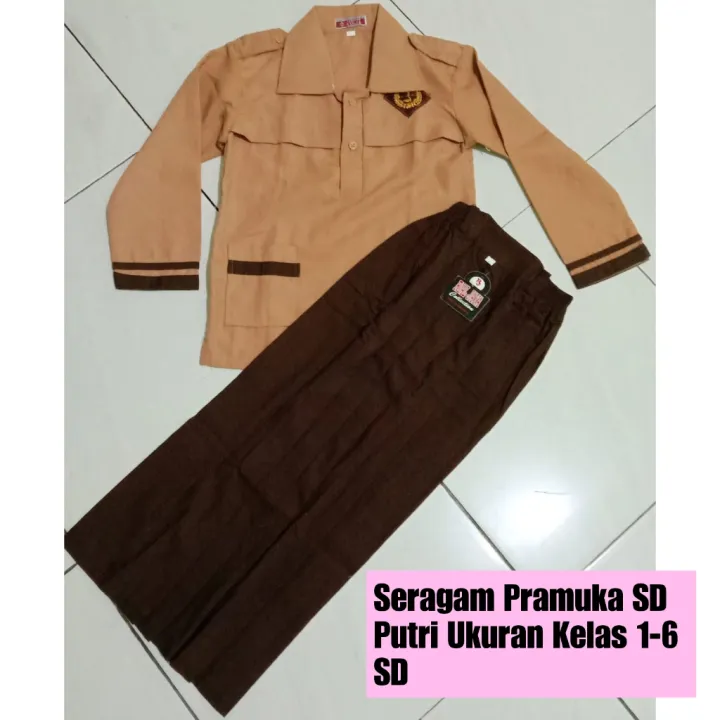 Baju Seragam Pramuka Lengan Panjang Perempuan Sd Kelas 1 6 Sd Lazada Indonesia