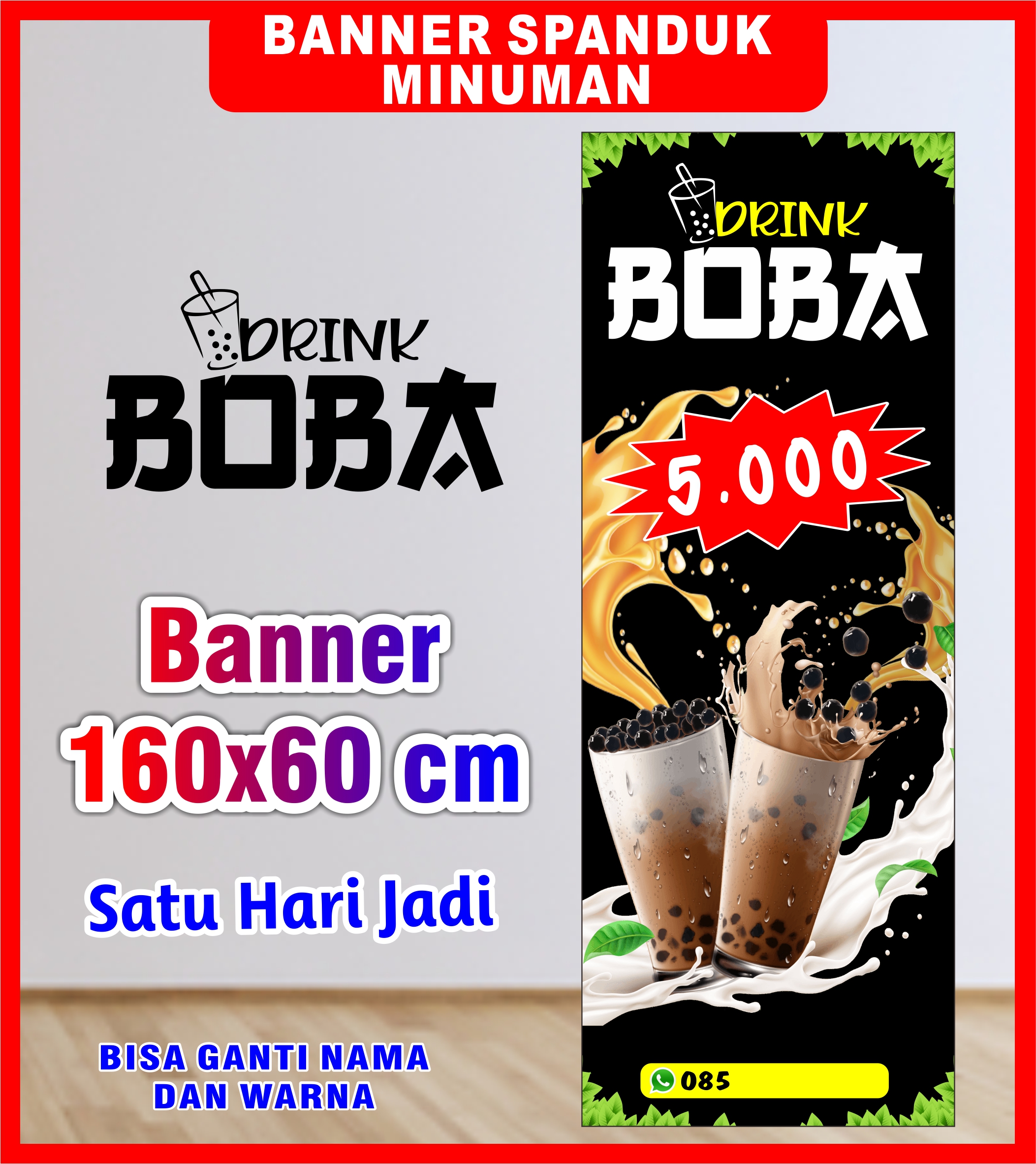 Spanduk Banner Backdrop Minuman Boba Cetak Spanduk Minuman Boba Murah Ukuran 160x60 Cm Lazada 2698