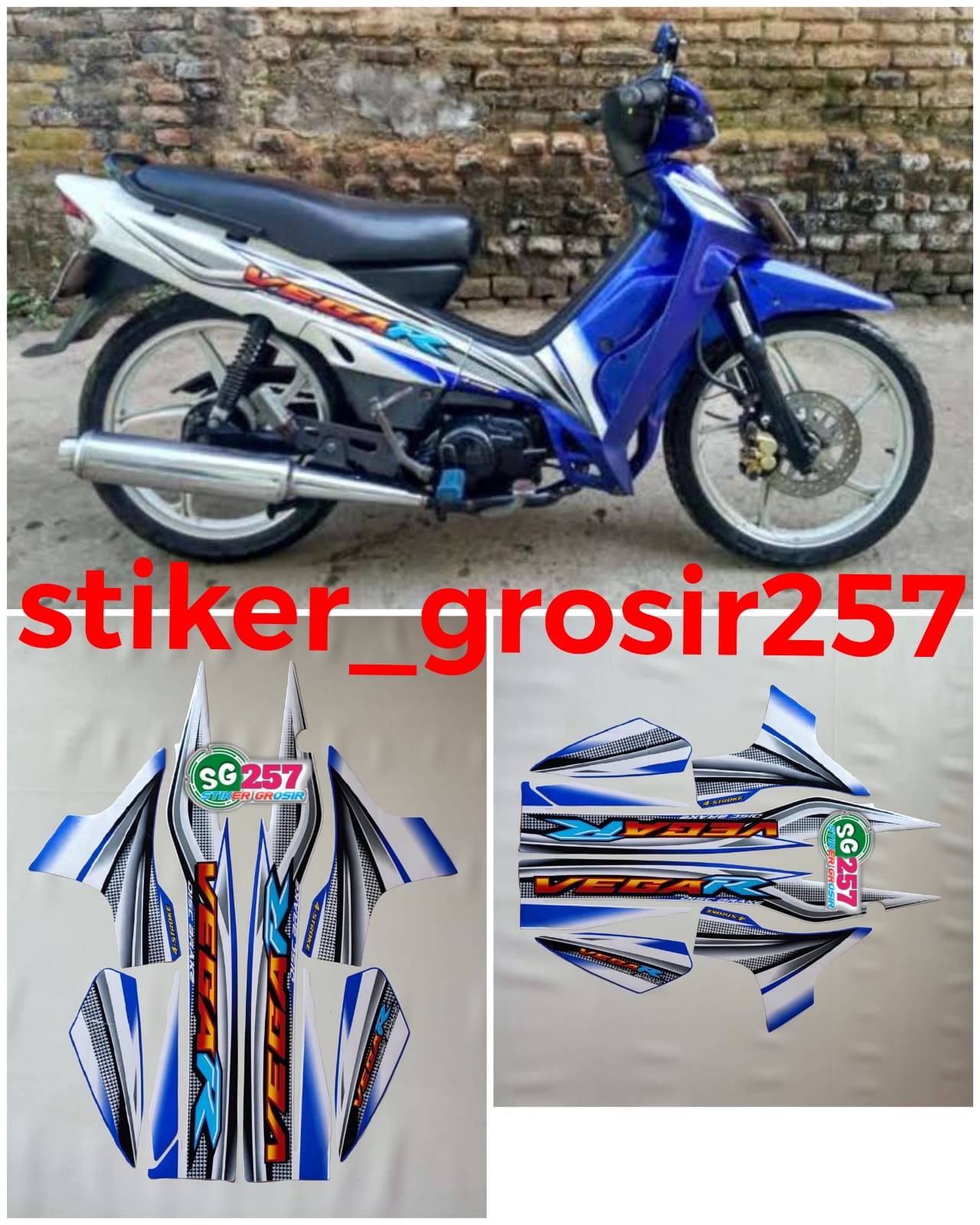 STIKER STRIPING & LIS BODY MOTOR VEGA R 2005 PUTIH BIRU / STRIPING VEGA ...