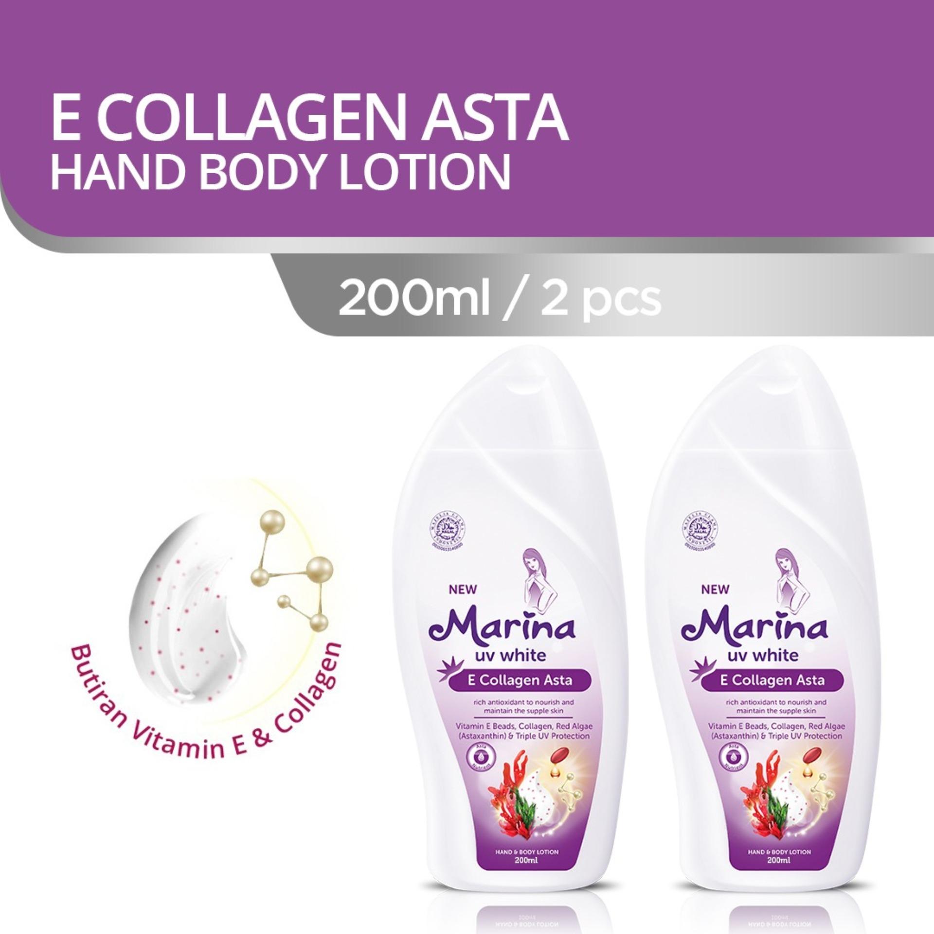 Marina UV White Hand & Body Lotion E Collagen Astaxanthin [200 mL/2 Pcs]