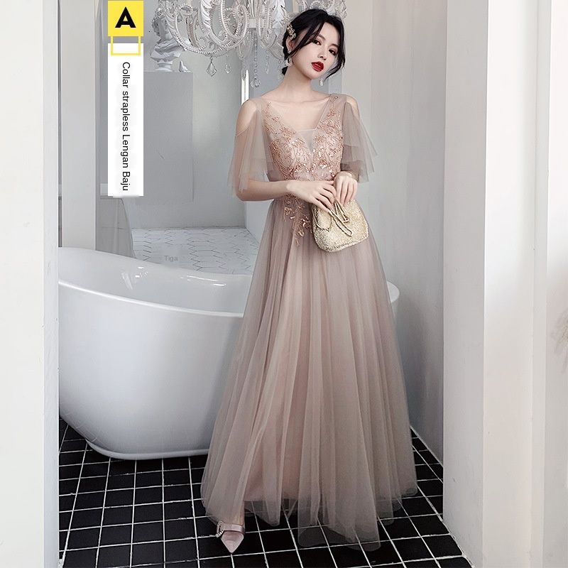 Bridesmaid Pink Dress 2020 Baru Musim Semi Panjang Gaya Korea Gaun Pesta Pesta Peri Temperament Slimming Sister Dress Lazada Indonesia