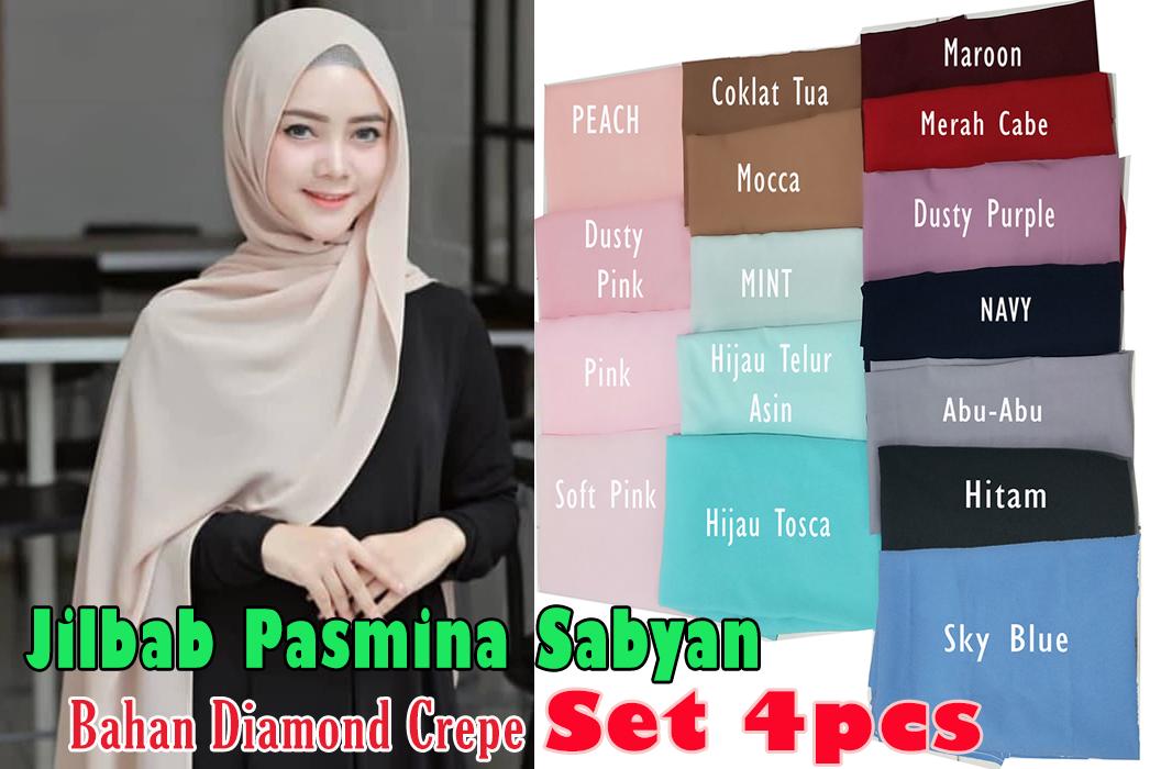 4PCS Hijab Pasmina Sabyan pashmina - Jilbab Kerudung Instan Harian