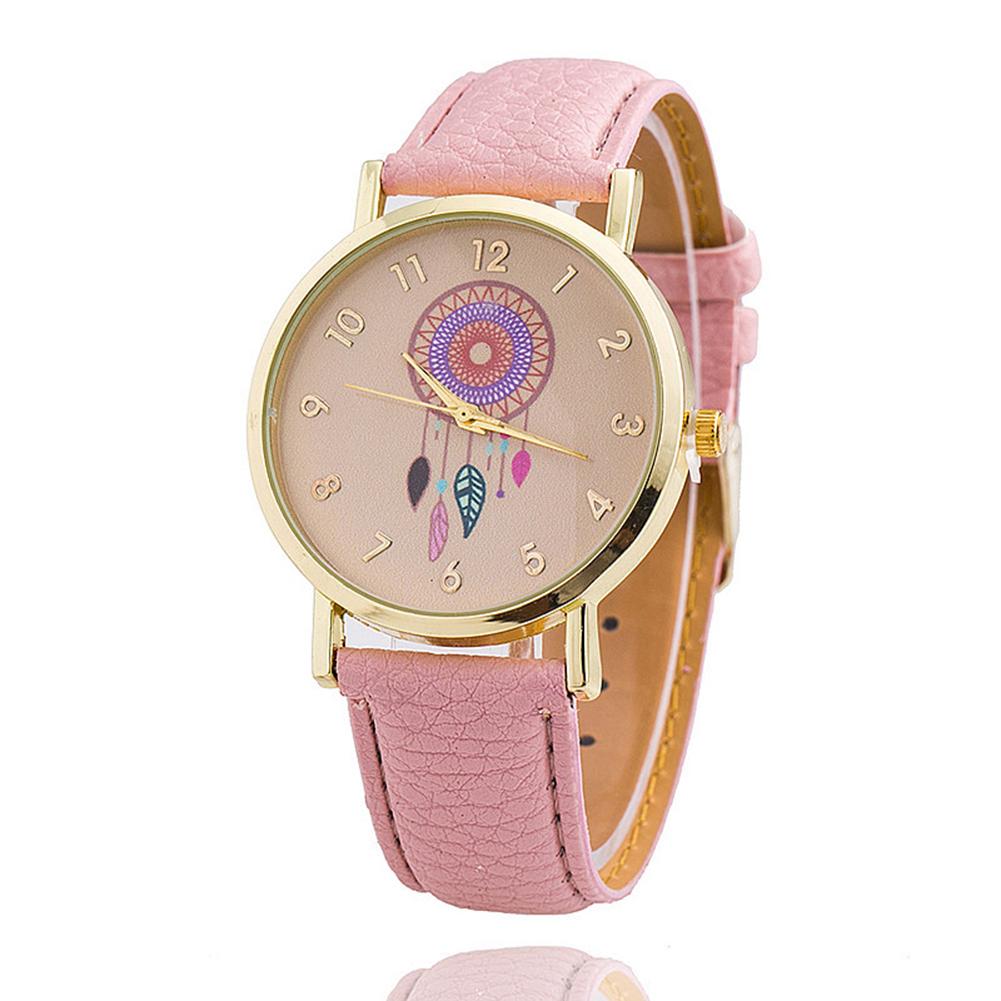 Jam Tangan Analog Warna Krem With Pola Gantungan Cantik And Gelang Yang Terbuat dari Kulit PU, Khusus untuk Wanita