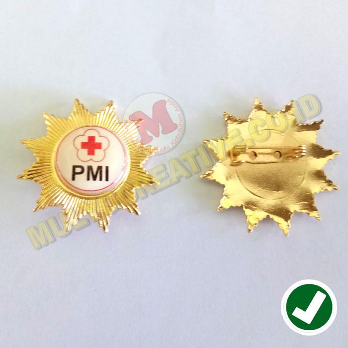 Pin PMI - Palang Merah Indonesia - Emblem Bros Badge PMI - Logam Kuningan / 4pcs