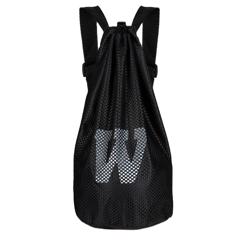 Basketball Backpack Football Swimming Drawstring Pocket Shoe Bag Training Travel Storage Bag Black