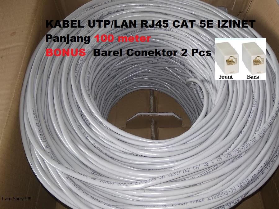 Kabel LAN/UTP RJ45 Cat5E Original IziNet 100 Meter - Bonus 2 Psc Barel conektor