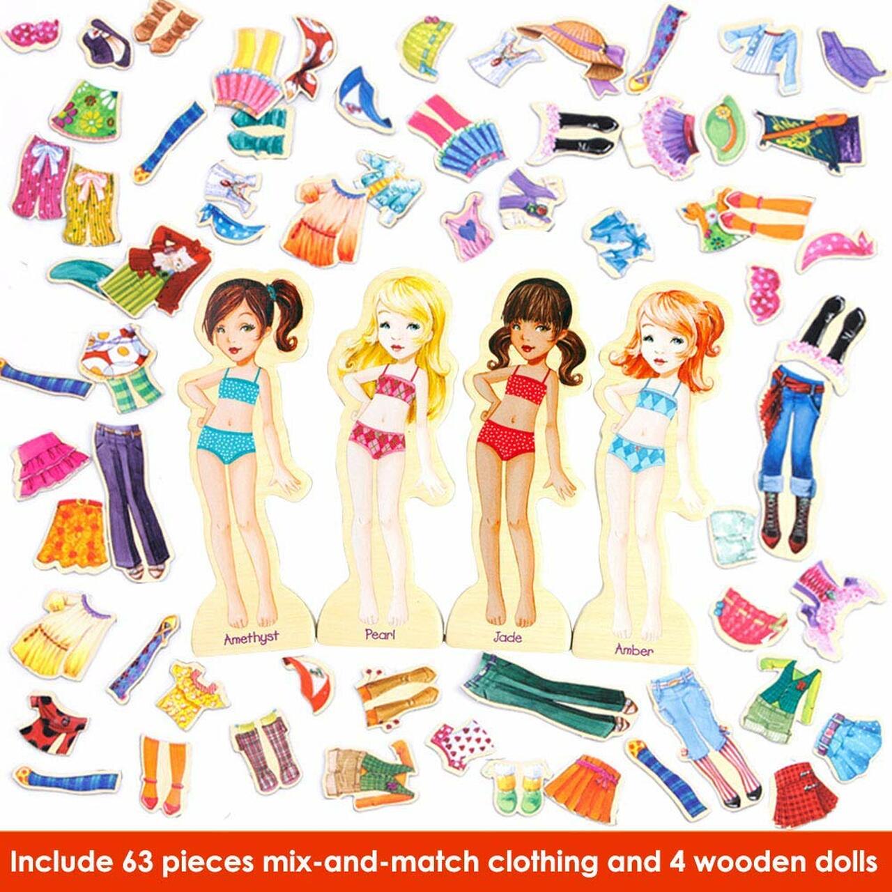 wooden magnetic dress up dolls