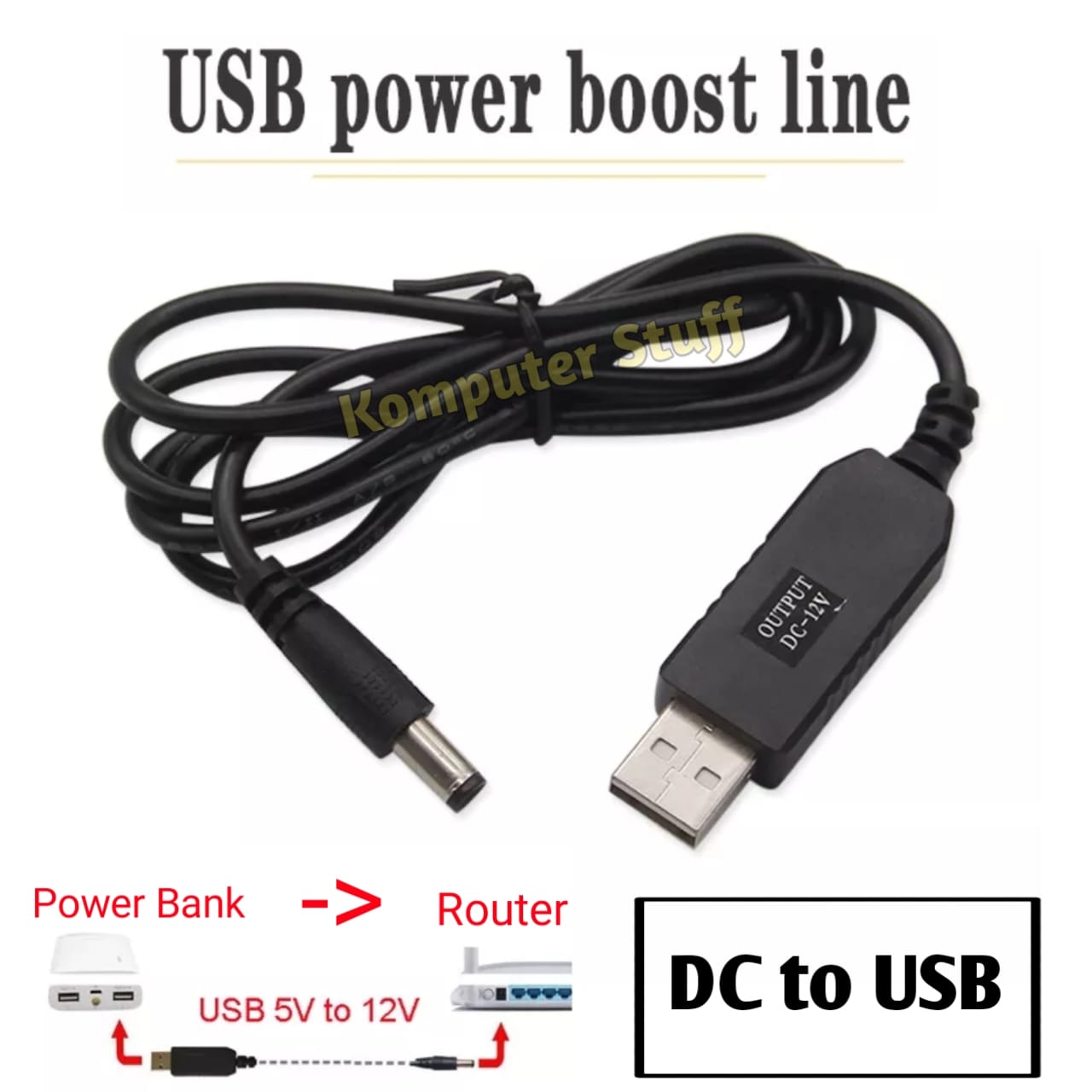 Kabel Power Adapter Modem Orbit / Router Ke Power Bank DC 5V to DC 12V