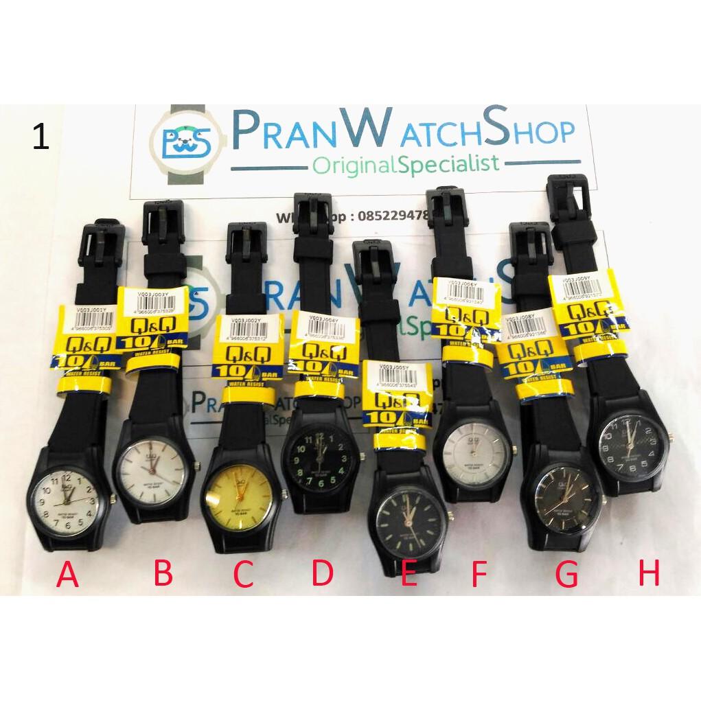 Jam Tangan Q&Q / QQ Ukuran Kecil Anak Pria / Wanita Original Rubber Strap Full Black Hitam