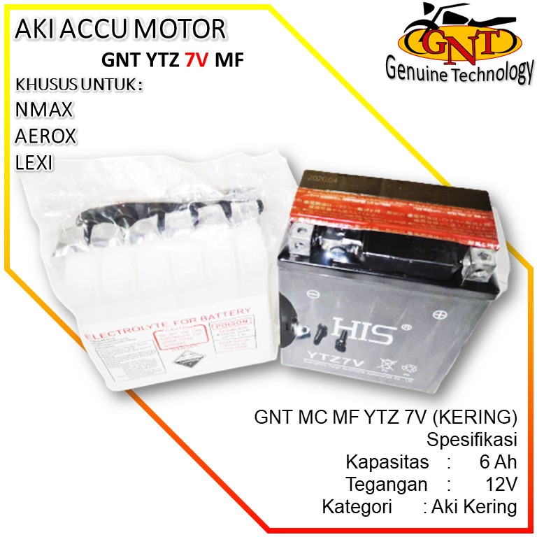 ACCU MOTOR YTZ 7V KHUSUS UNTUK YAMAHA NMAX/AEROX/LEXI / ACCU MOTOR NMAX